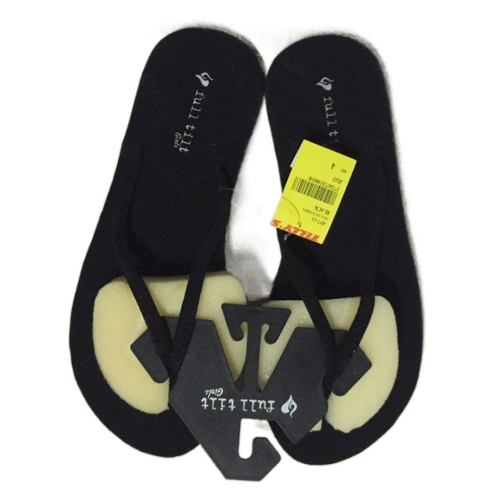 🎉 FULL TILT Black Velvet Flip Flop Sandals, size 4